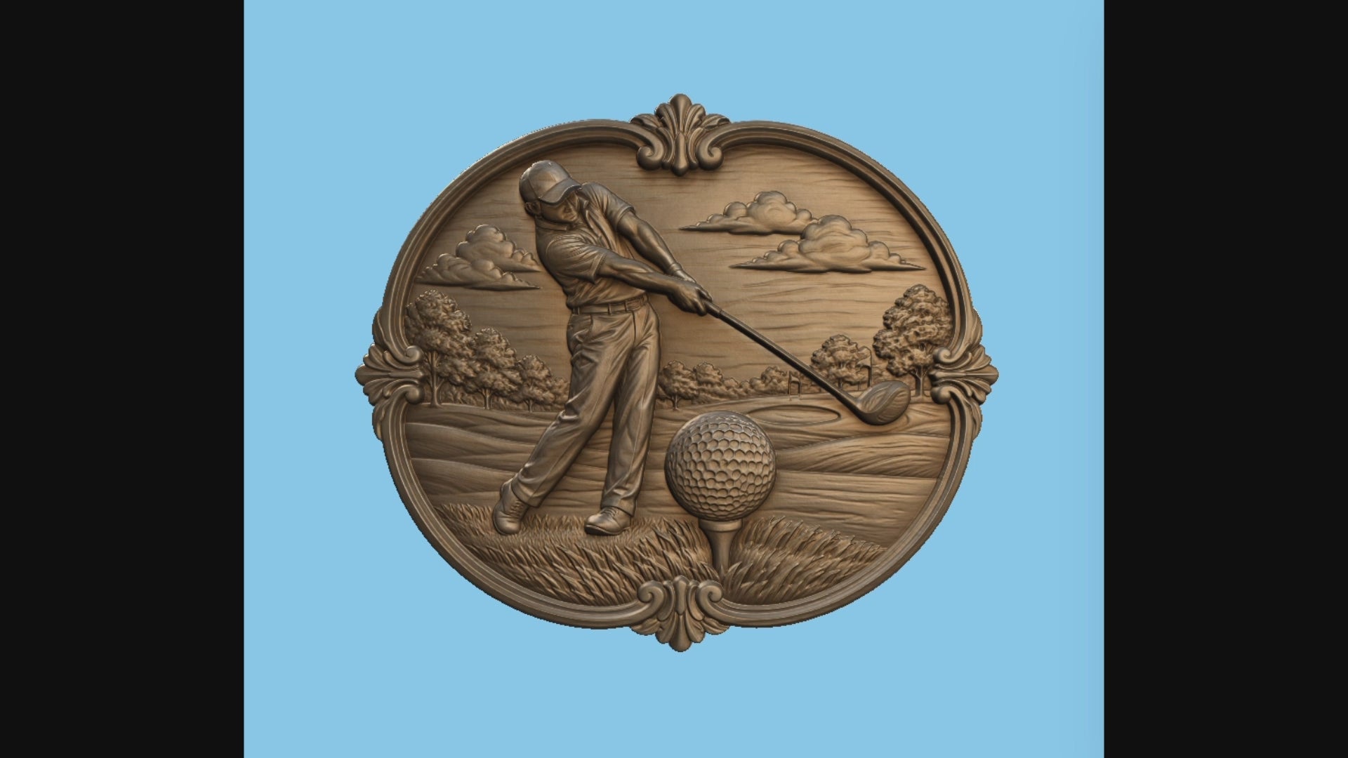 Relief golf joueur sur parcours, CNC & impression 3D, fichier STL, STL de très haute qualité