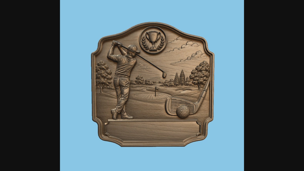 CNC & impression 3D relief golf à personnaliser, trophée golfeur, plaque victoire, STL très haute qualité