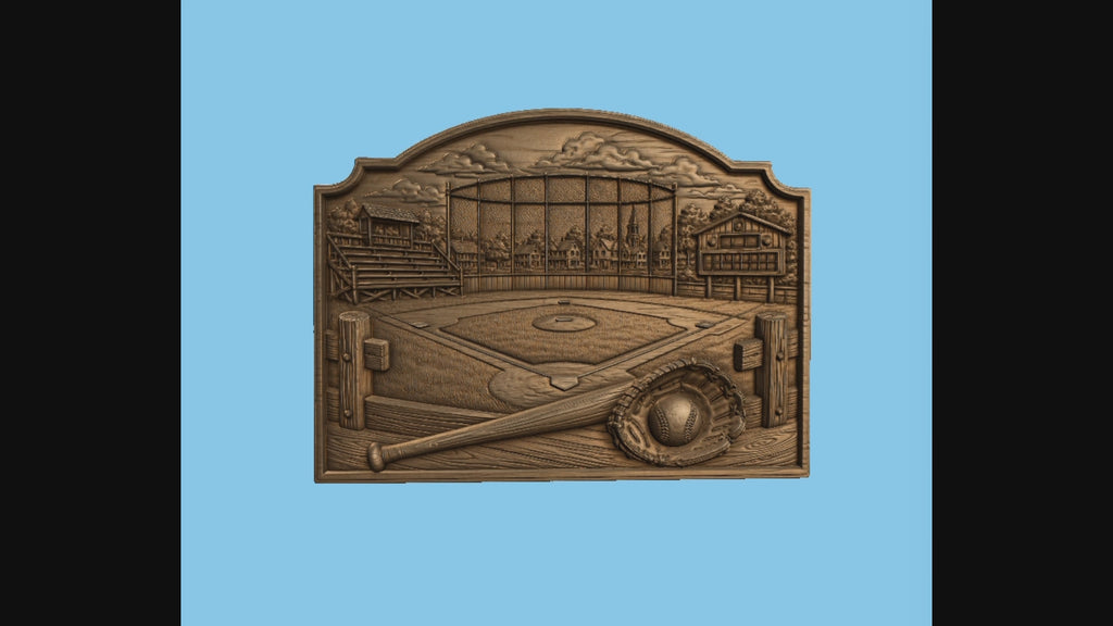 CNC & impression 3D relief terrain de baseball, décoration sport bois, fichier STL très haute qualité