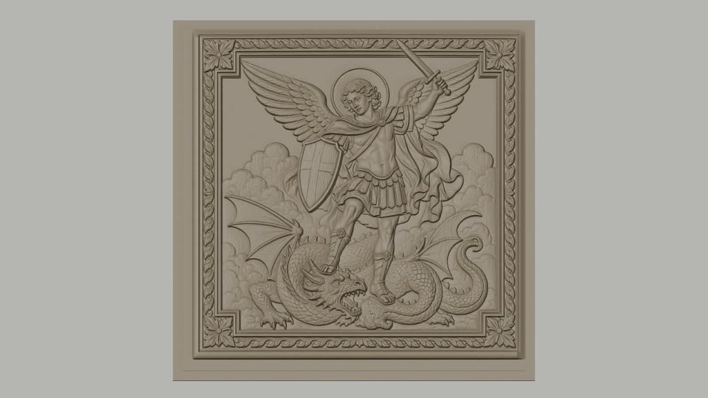 Fichier CNC & impression 3D saint Michel archange, ange guerrier avec dragon, haute qualité relief STL