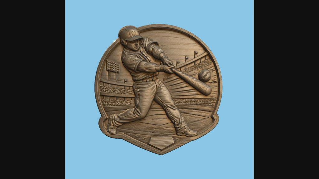 CNC & impression 3D relief baseball joueur batteur, stade sport américain, STL très haute qualité