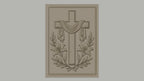 Fichier CNC & impression 3D Croix religieuse avec fleurs et drapé, haute qualité relief STL
