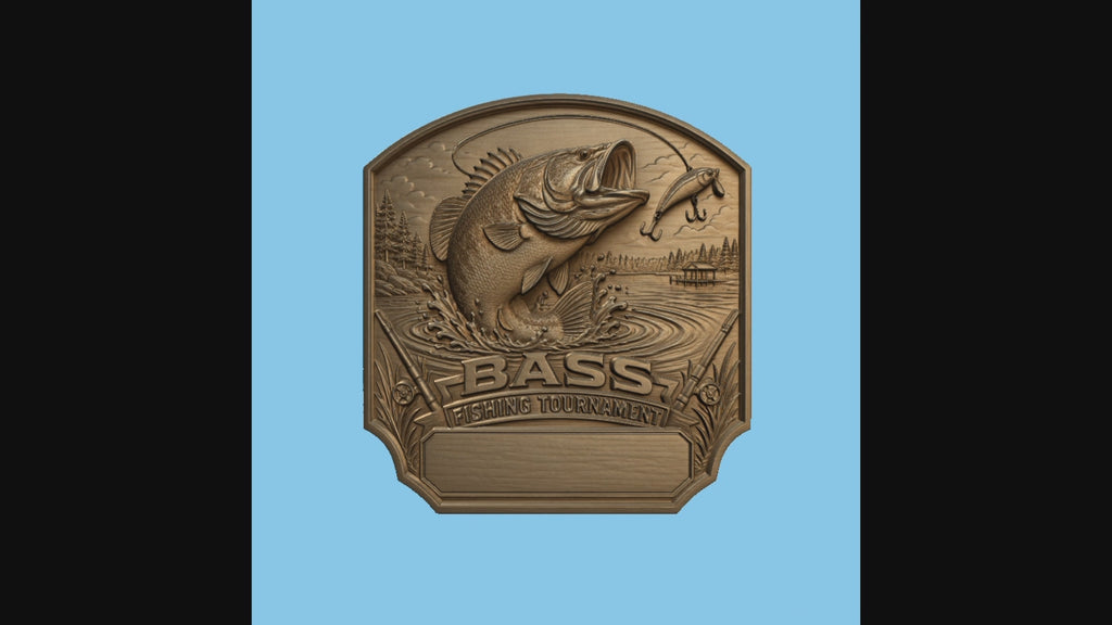 CNC & impression 3D relief bass fishing tournament à personnaliser, trophée pêche, plaque victoire, STL très haute qualité