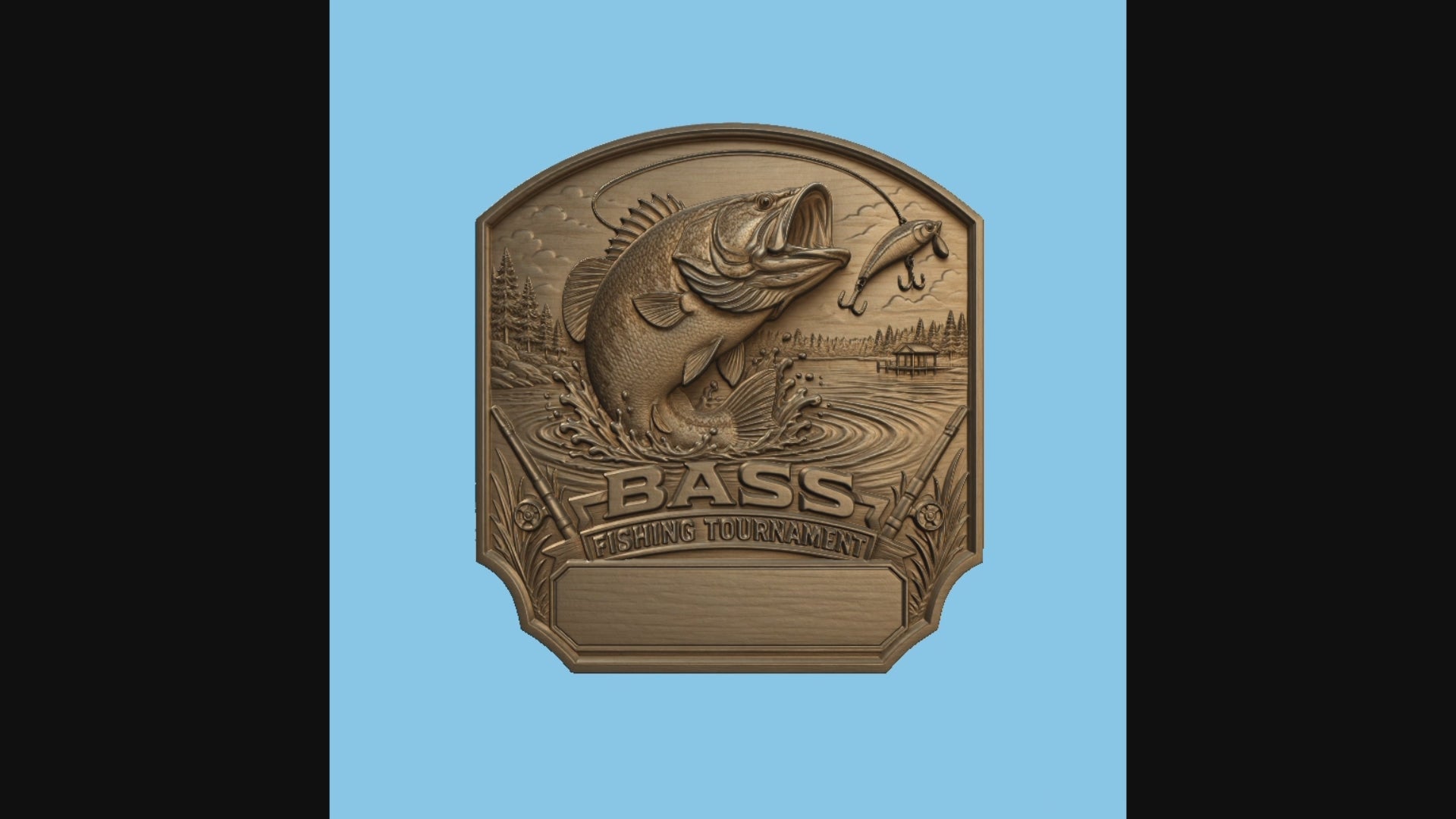 CNC & impression 3D relief bass fishing tournament à personnaliser, trophée pêche, plaque victoire, STL très haute qualité