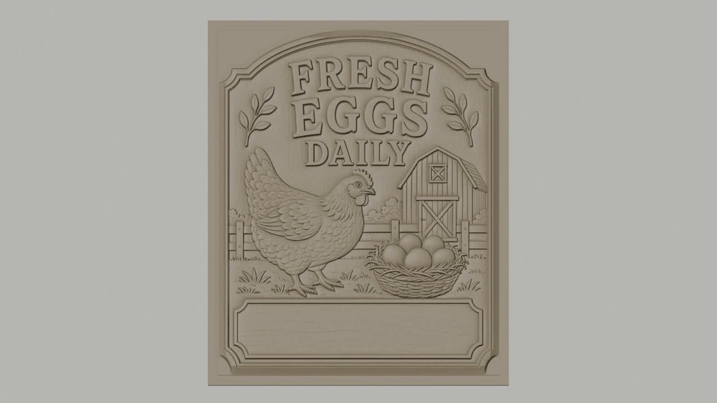 Fichier CNC & impression 3D poule, panier d'œufs, ferme, haute qualité relief STL