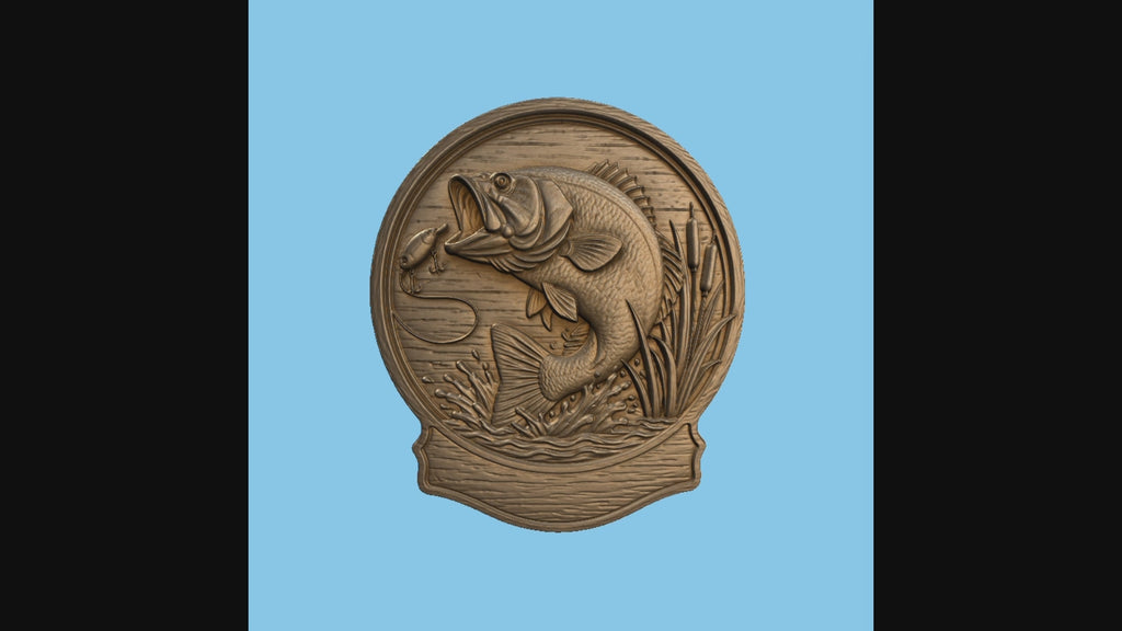 Relief poisson bass pêche CNC & impression 3D, plaque pêcheur en bois, décoration pêche, fichier STL très haute qualité