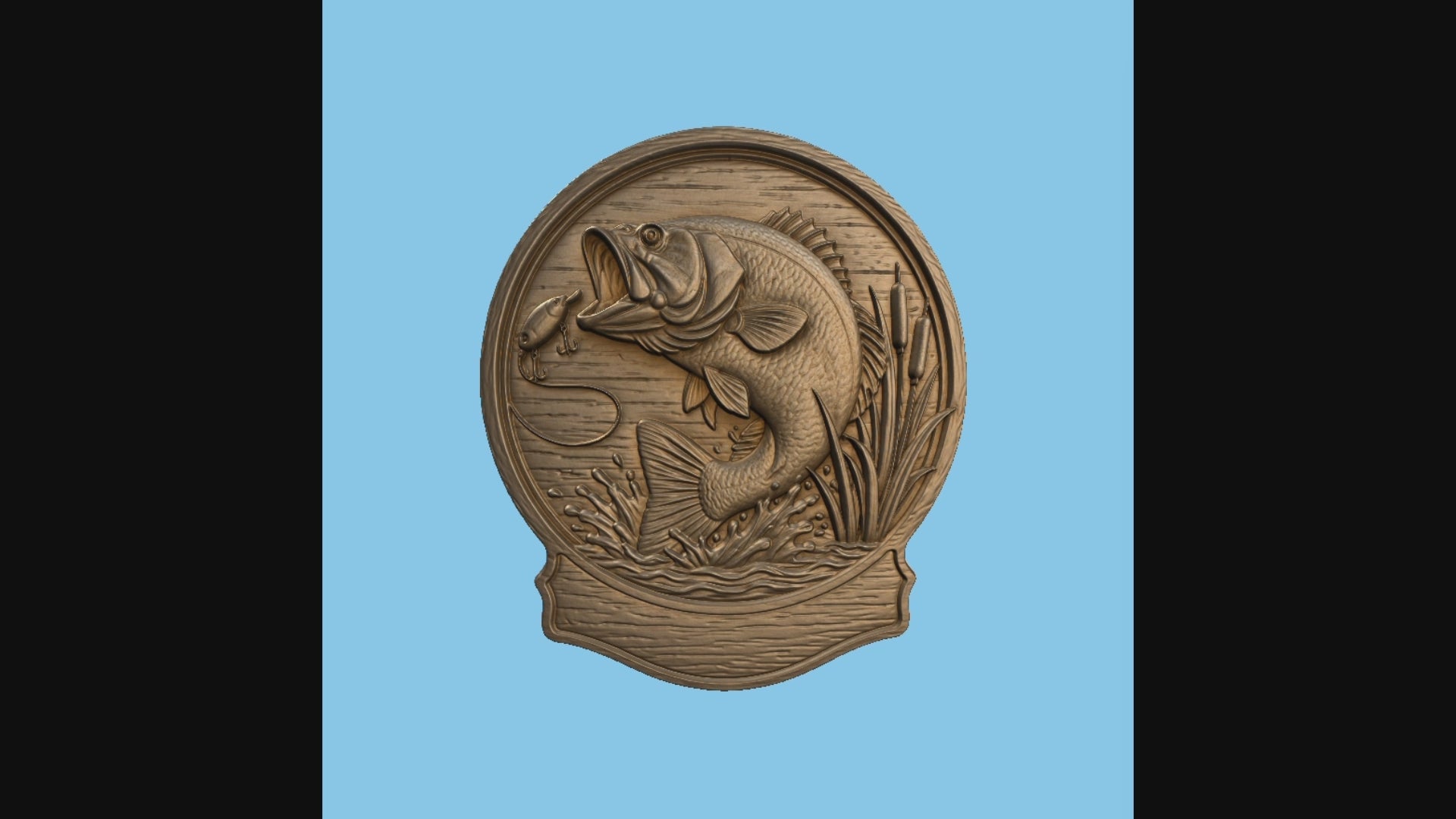 Relief poisson bass pêche CNC & impression 3D, plaque pêcheur en bois, décoration pêche, fichier STL très haute qualité