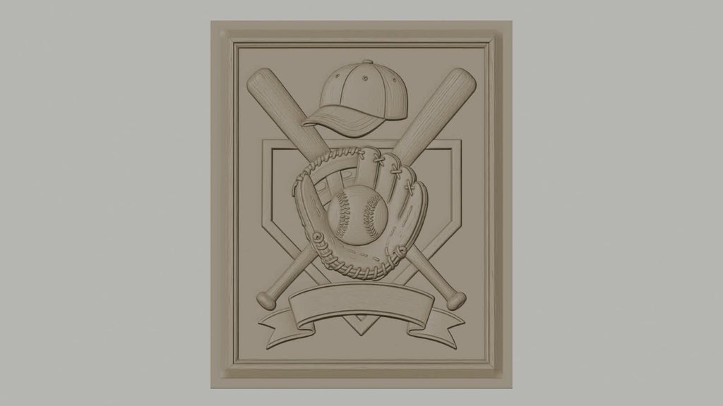 Fichier CNC & impression 3D baseball, batte, gant et casquette, haute qualité relief STL