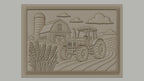 Fichier CNC & impression 3D ferme avec tracteur et silo, champ de blé, haute qualité relief STL