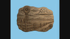 CNC & impression 3D relief moulin à vent rural, clôture ranch et montagnes, sculpture bois fichier STL