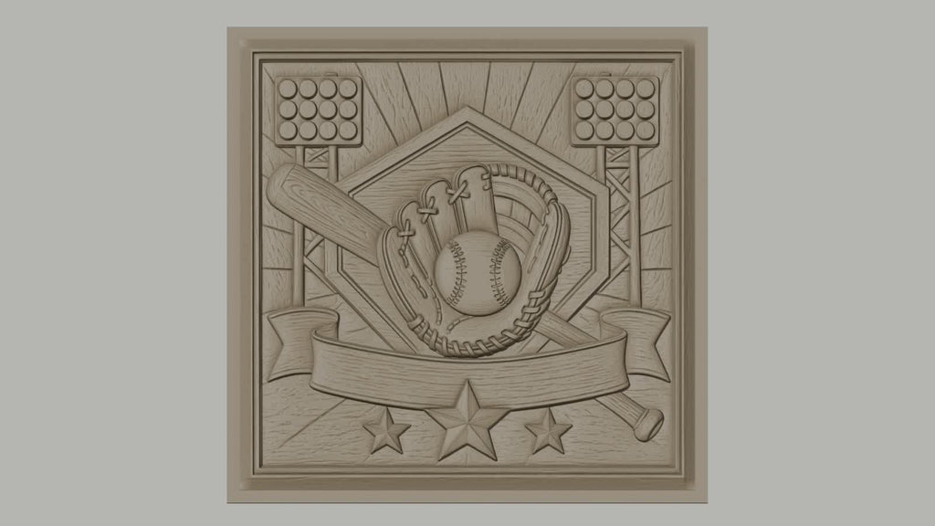 Fichier CNC & impression 3D baseball, gant balle battes et stade, haute qualité relief STL