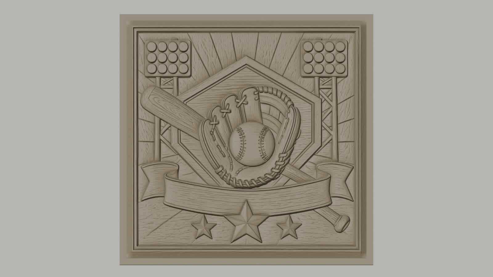 Fichier CNC & impression 3D baseball, gant balle battes et stade, haute qualité relief STL