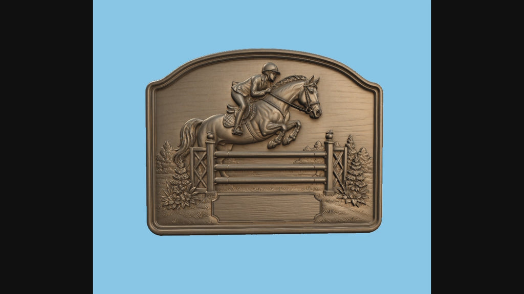 Relief équestre saut d’obstacle à personnaliser, CNC & impression 3D, fichier STL de très haute qualité