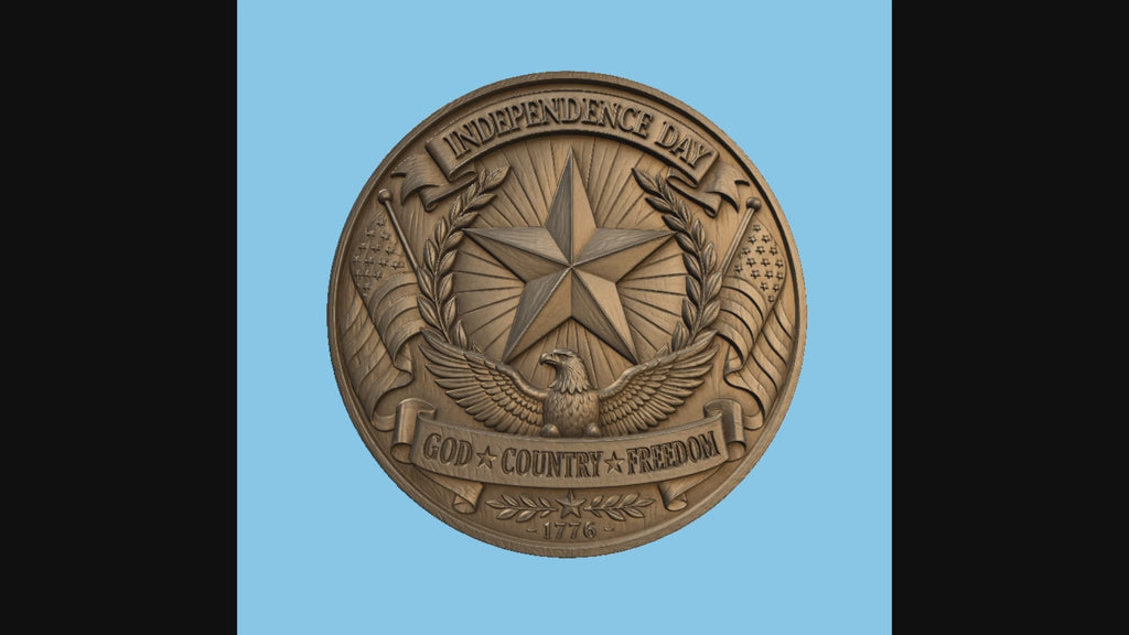 Relief Independence Day CNC & impression 3D, aigle américain étoile et drapeaux USA, fichier STL très haute qualité