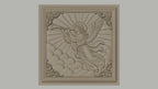 Fichier CNC & impression 3D ange trompettiste, nuages et rayons célestes, haute qualité relief STL