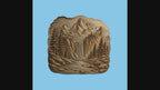 CNC & impression 3D relief montagne cascade, fichier pour sculpture bois, paysage nature forêt STL très haute qualité