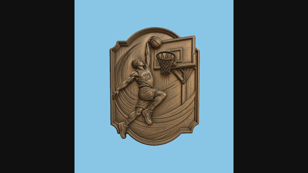 Relief basket joueur numéro 23 en dunk, CNC & impression 3D, fichier STL pour gravure bois, STL de très haute qualité