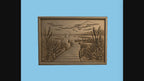 CNC & impression 3D relief ponton au bord du lac, roseaux, coucher de soleil et paysage nature, fichier STL haute qualité