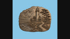 CNC & impression 3D relief phare côtier, maison bord de mer, vagues et chemin, sculpture bois fichier STL haute qualité