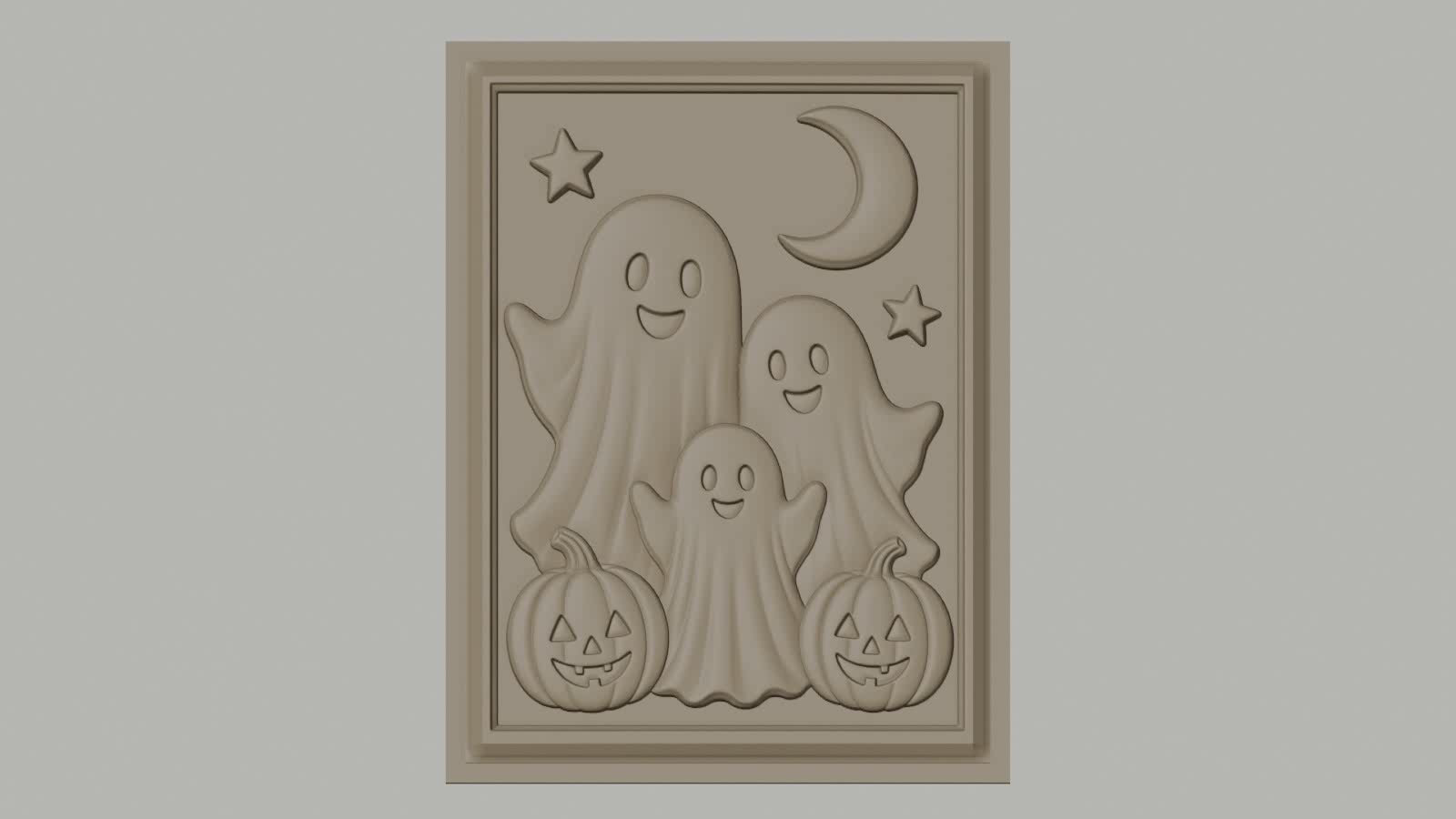 Fichier CNC & impression 3D thème Halloween, fantômes, citrouilles, lune et étoiles, haute qualité relief STL