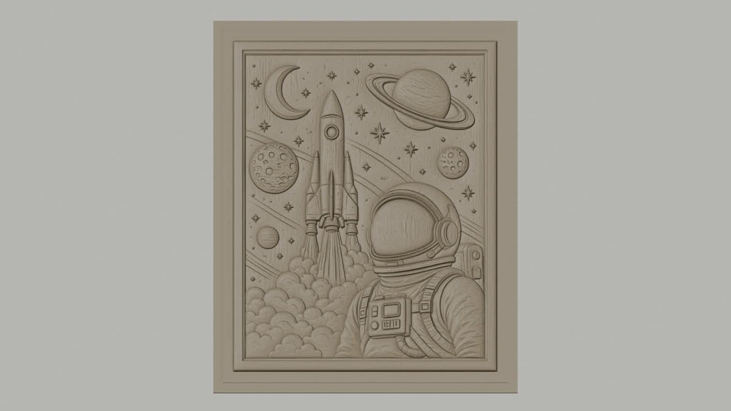 Fichier CNC & impression 3D espace, astronaute, fusée, planètes, haute qualité relief STL
