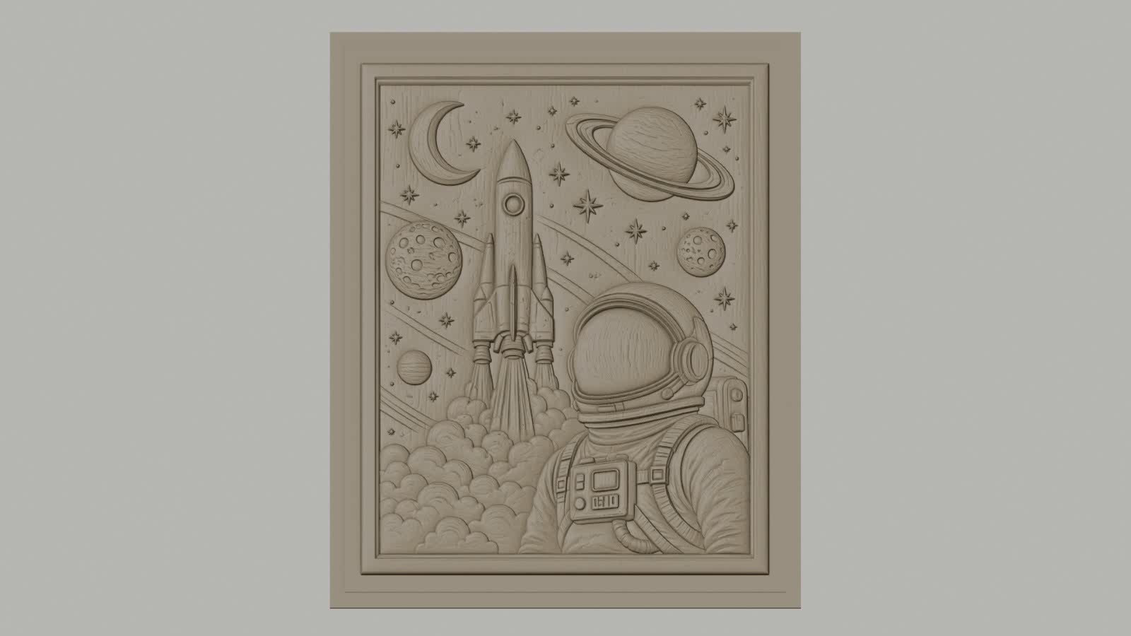 Fichier CNC & impression 3D espace, astronaute, fusée, planètes, haute qualité relief STL