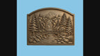 CNC & impression 3D relief cascade en forêt, pont en bois, sapins et paysage montagne, fichier STL très haute qualité