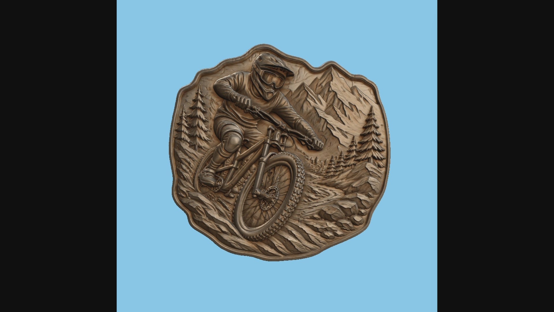 CNC & impression 3D relief vélo de montagne, cycliste downhill, déco sport outdoor, STL très haute qualité