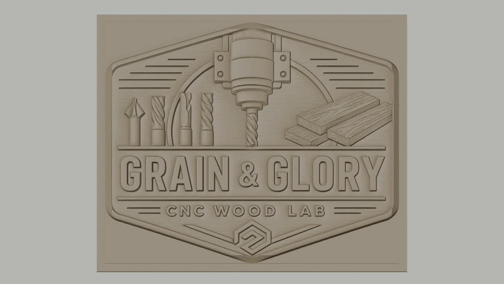 Fichier CNC & impression 3D logo grain et glory, fraises CNC et planches de bois, haute qualité relief STL