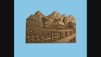 CNC & impression 3D scène de ferme avec tournesols, grange et moulin, relief bois mural fichier STL très haute qualité