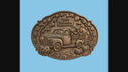 Relief camion vintage Halloween CNC & impression 3D, citrouilles, feuilles d’automne et panneau Happy Halloween, fichier STL haute qualité