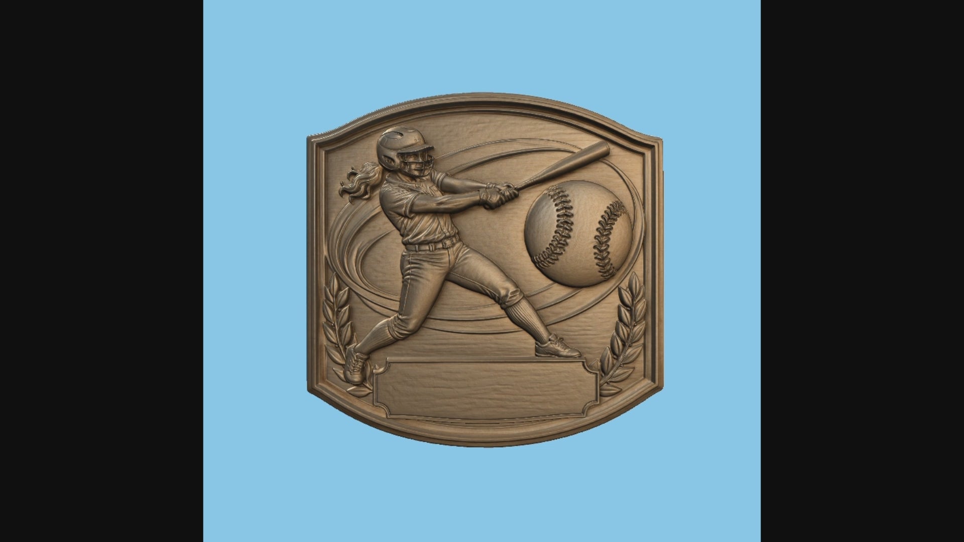 CNC & impression 3D relief softball féminin à personnaliser, plaque sportive pour sculpture bois, STL très haute qualité