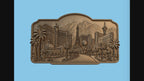 CNC & impression 3D relief Las Vegas Strip, skyline, hôtels, palmiers et montagnes, sculpture bois fichier STL haute qualité