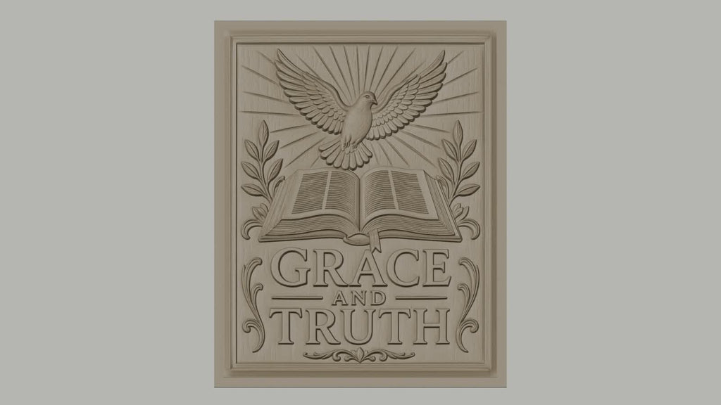 Fichier CNC & impression 3D symbole de paix, colombe, livre ouvert, grâce et vérité, haute qualité relief STL