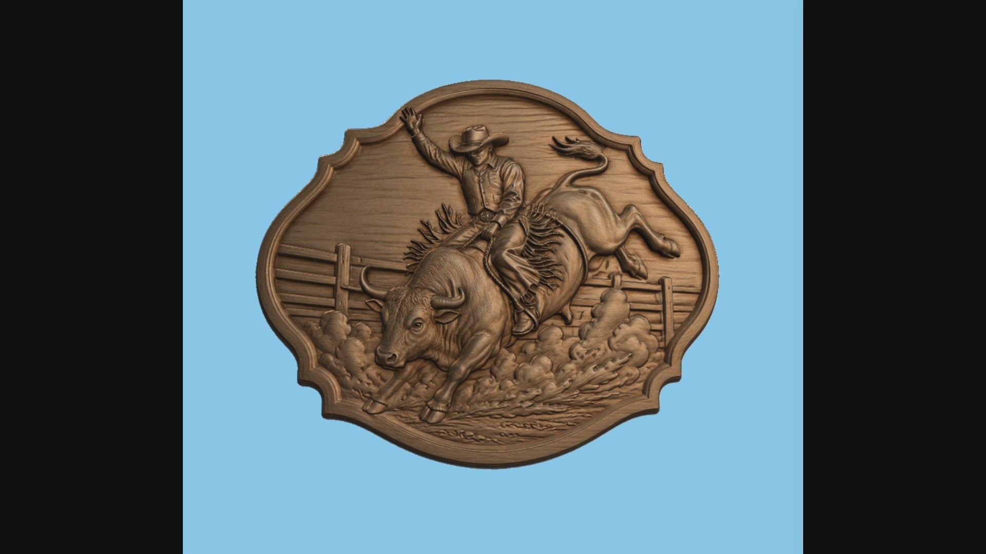 Relief rodéo cowboy sur taureau, CNC & impression 3D, fichier STL, STL de très haute qualité