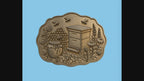 CNC & impression 3D relief ruche abeilles miel et fleurs, fichier STL déco apiculteur bois
