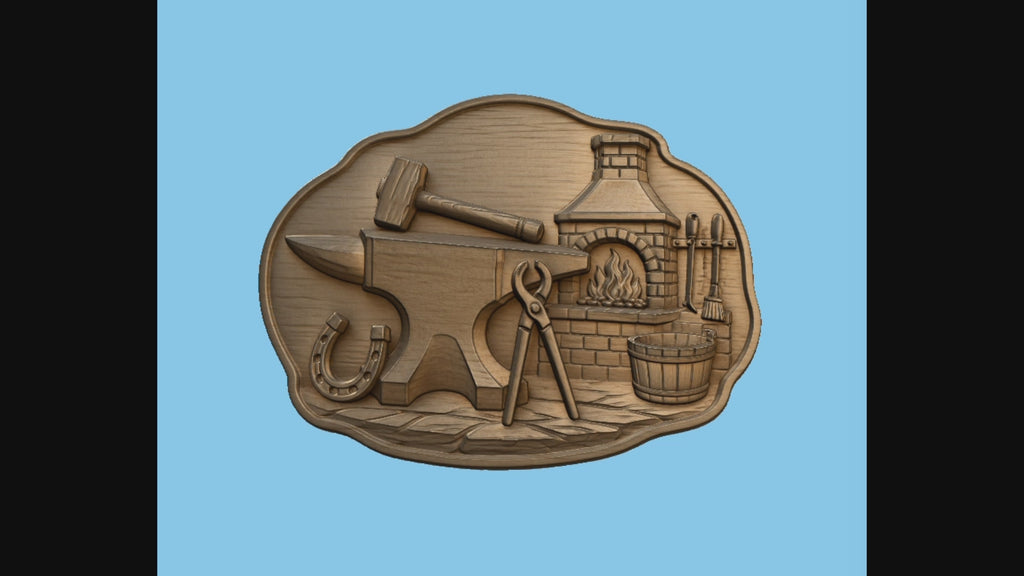 Relief de forgeron avec enclume CNC & impression 3D, forge et outils, fichier STL très haute qualité