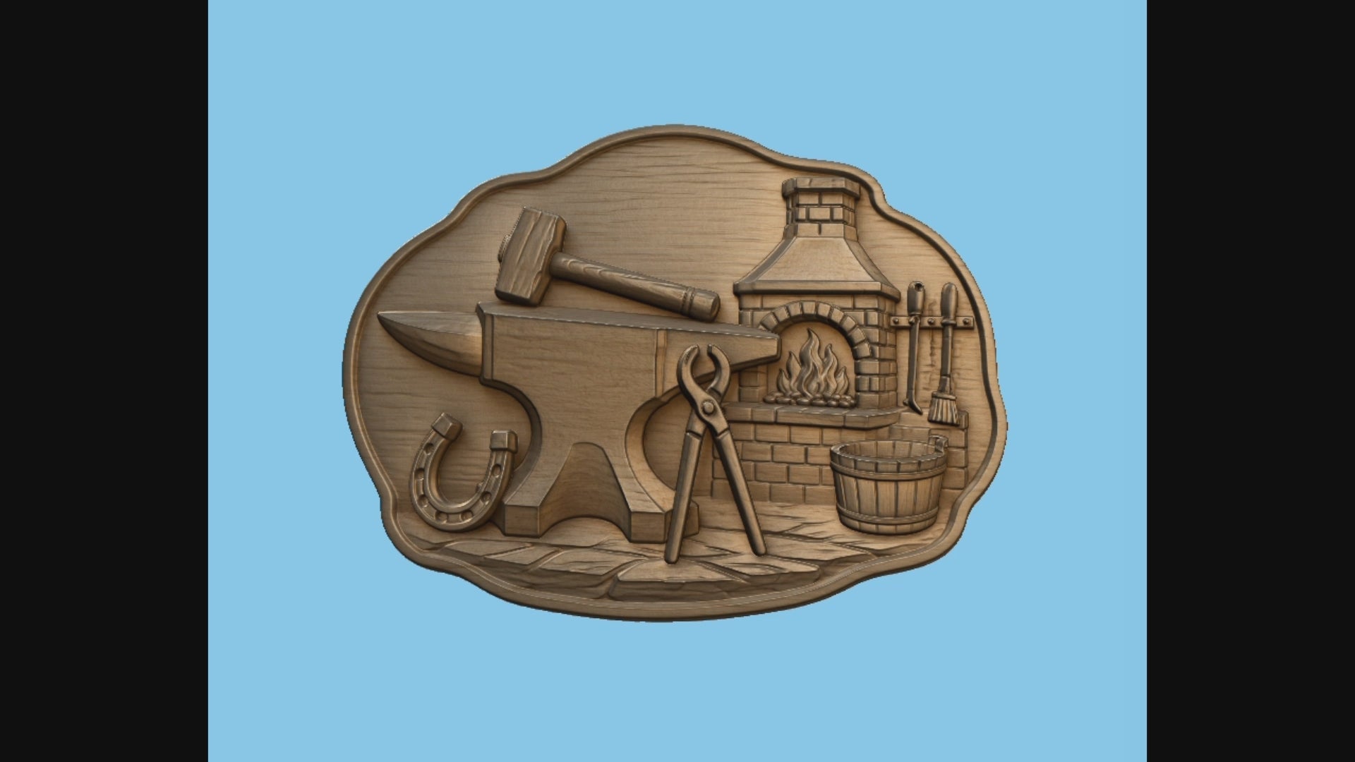 Relief de forgeron avec enclume CNC & impression 3D, forge et outils, fichier STL très haute qualité