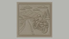 Fichier CNC & impression 3D road trip moto, motard sur route montagne, arbres et ciel, haute qualité relief STL